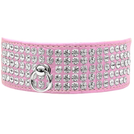 Mirage Pet Products 5 Row Rhinestone Designer Croc Dog CollarLight Pink Size 20 82-24-LPKC20
